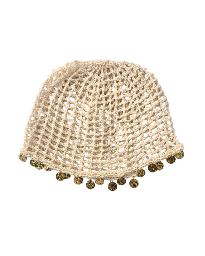 Cream coin hat