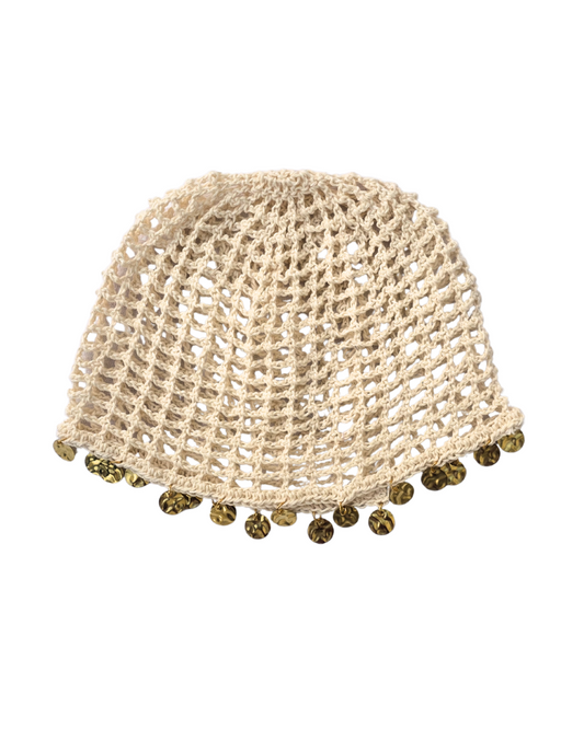 Cream coin hat