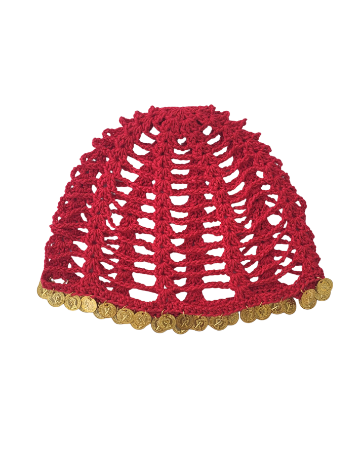 Red coin hat