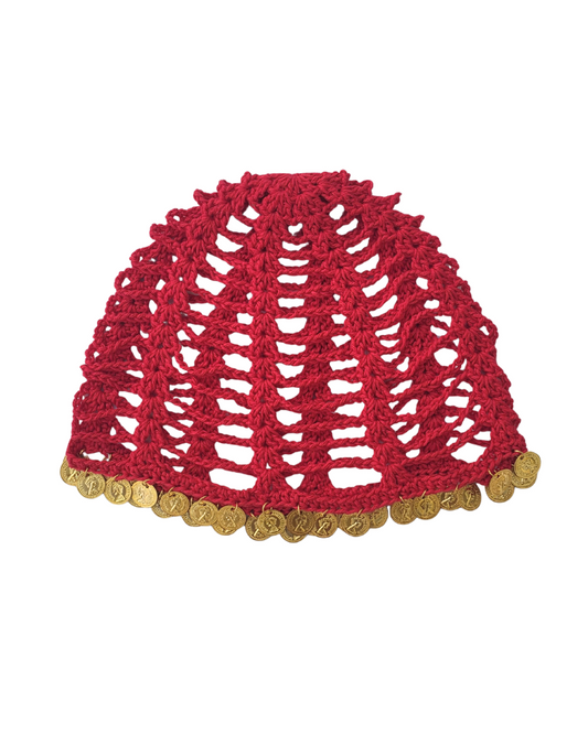 Red coin hat