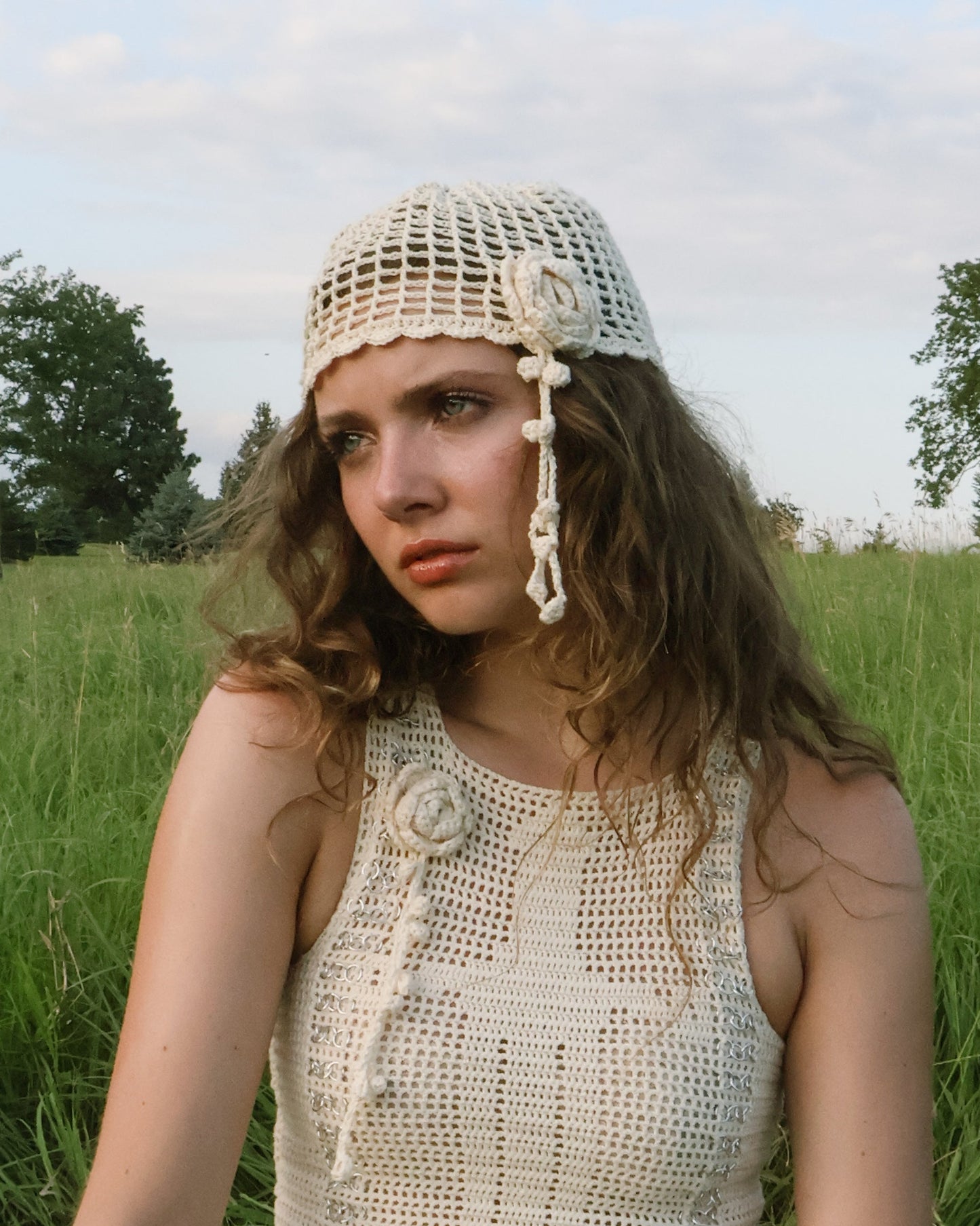 Cream rose hat