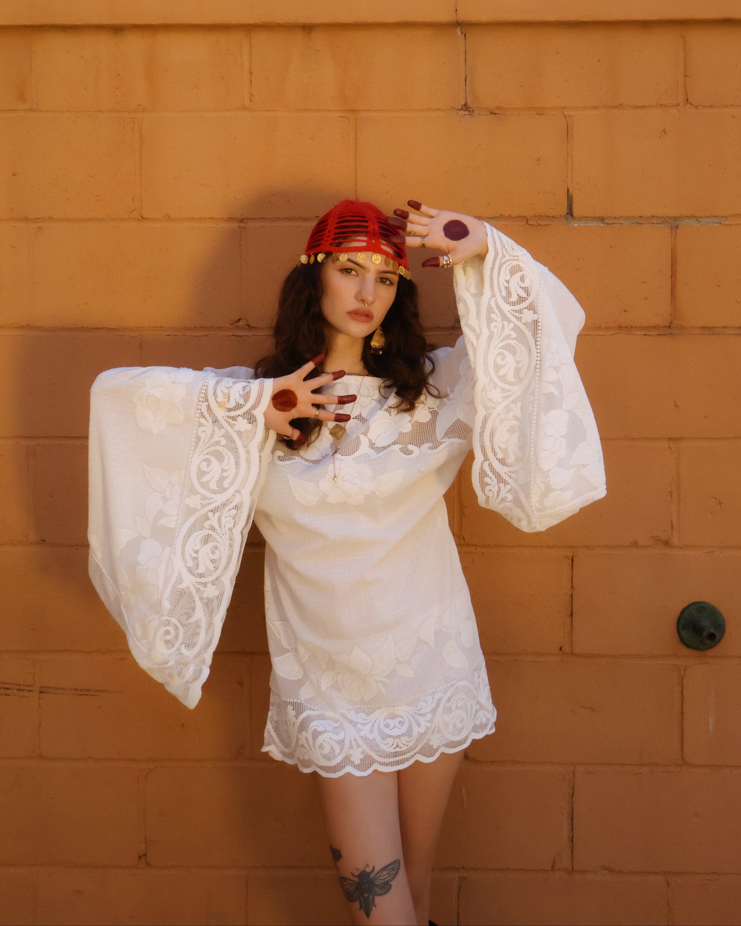 Lace bell sleeve dress