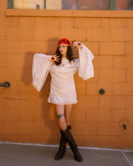 Lace bell sleeve dress