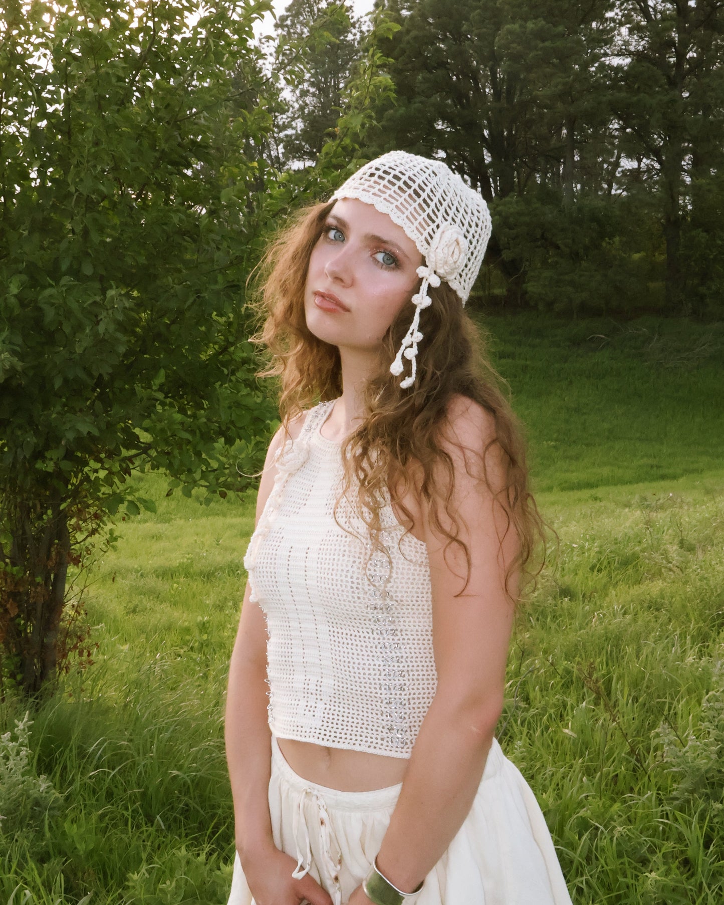 Cream rose hat